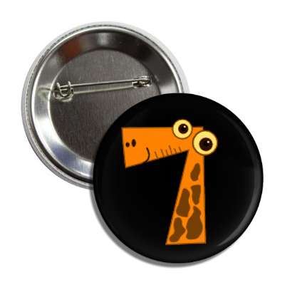 number 7 giraffe cartoon character button