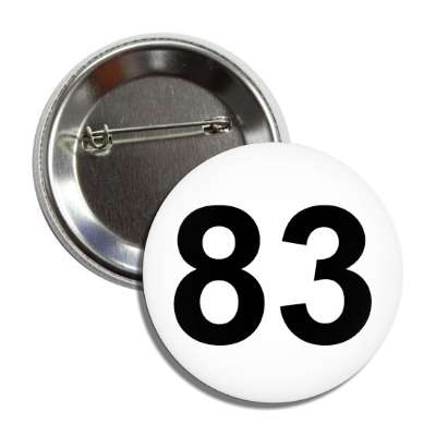 number 83 white black button