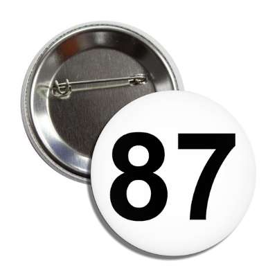 number 87 white black button