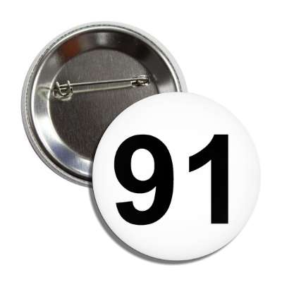 number 91 white black button