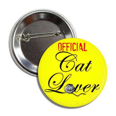 official cat lover yarn yellow cursive button