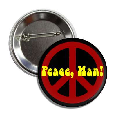 peace man red peace sign black hippy button