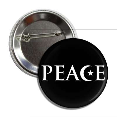 peace moon star black crescent symbol button