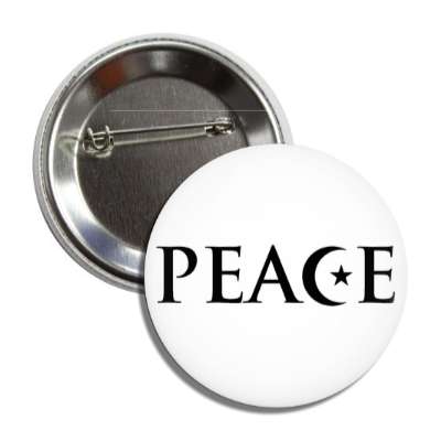 peace moon star white crescent symbol button