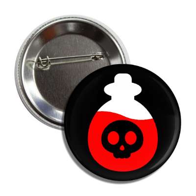 poison bottle skull black red white button