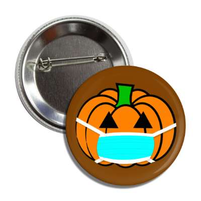 pumpkin jack o lantern mask covid-19 coronavirus brown button