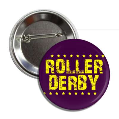 roller derby grunge dark purple yellow stars button