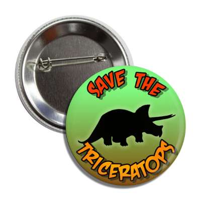 save the triceratops dinosaur silhouette button