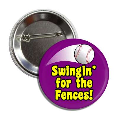 swinging for the fences thrown baseball purple button