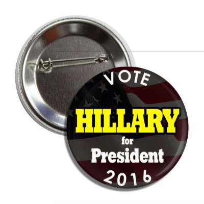 vote hillary 2016 black yellow button