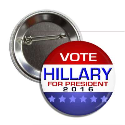 vote hillary 2016 modern red white blue button