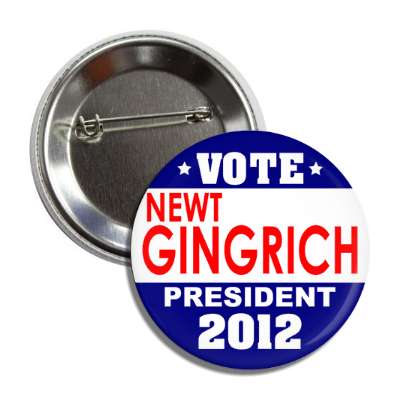 vote newt gingritch president 2012 dark blue white button