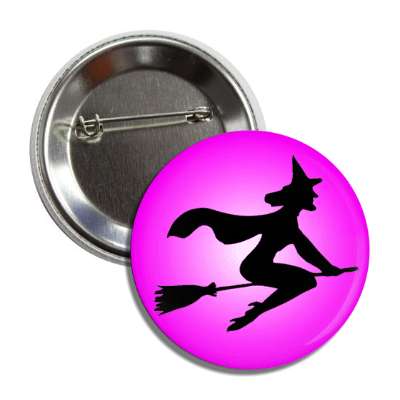 witch broom silhouette purple button