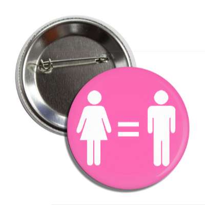 women and men equality pink symbols button