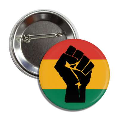 black raised fist african flag button