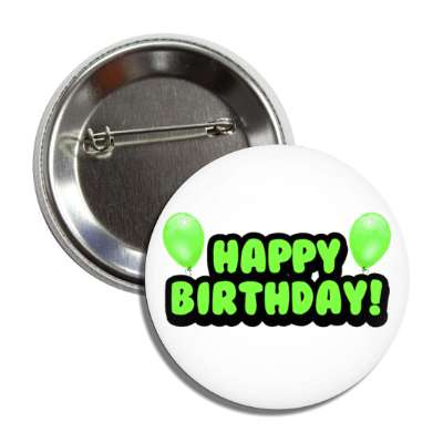 happy birthday cartoon fun balloons green button