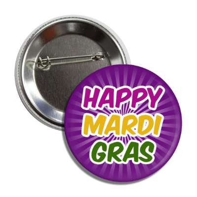 happy mardi gras purple burst button