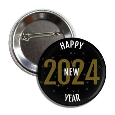happy new year 2024 black gold white button