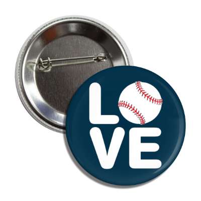 love baseball dark blue button