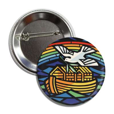 noahs ark stained glass dove rainbow button