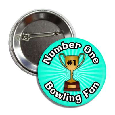number one bowling fan trophy button