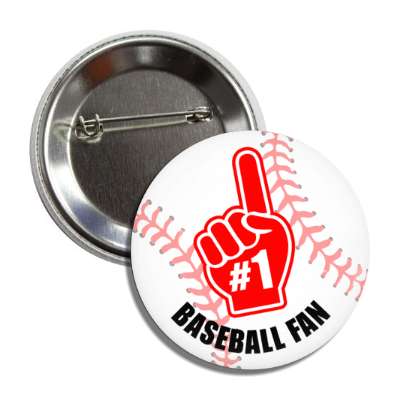 number one index pointing hand baseball fan button