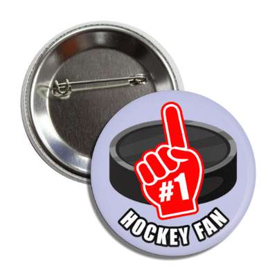 number one index pointing hand hockey fan puck button