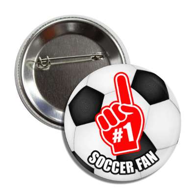 number one index pointing hand soccer fan soccerball button