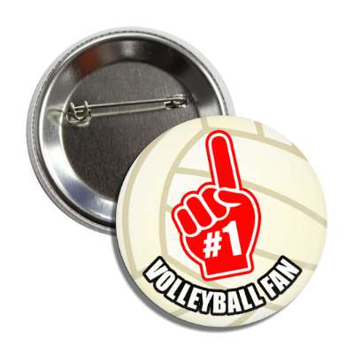 number one index pointing hand volleyball fan button