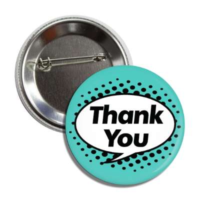 thank you cartoon bubble stylized teal button