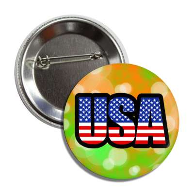 usa american flag words orange green bokeh button