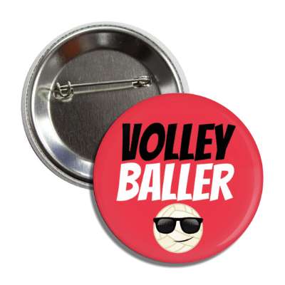 volley baller volleyball smiley smirk sunglasses button