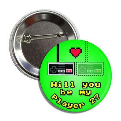 will you be my player 2 dotted lines gamepad nes pixel heart green button