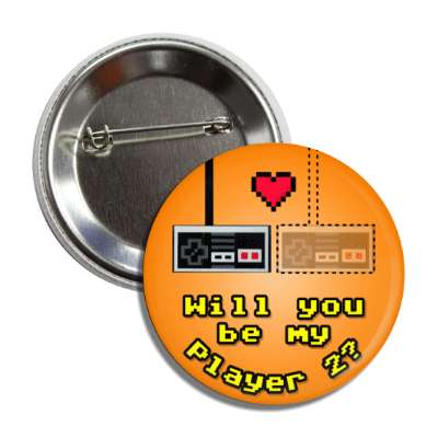 will you be my player 2 dotted lines gamepad nes pixel heart orange button