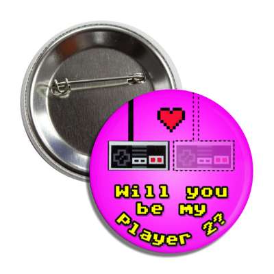 will you be my player 2 dotted lines gamepad nes pixel heart purple button