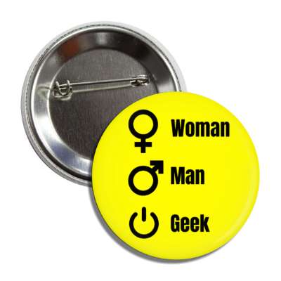 woman man geek power symbol button