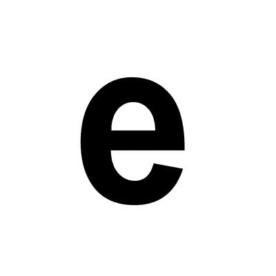 Letter E Lower Case White Black Button