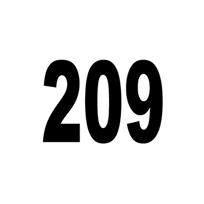 Number 209 White Black Button | Wacky Buttons