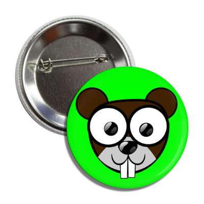 beaver cute cartoon button