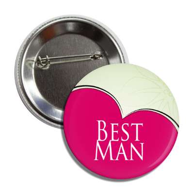 best man half heart button
