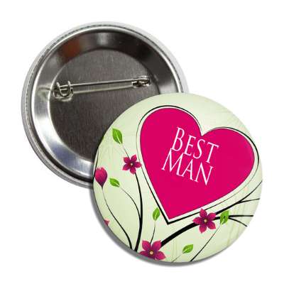 best man heart branches button