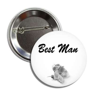best man one grey flower button