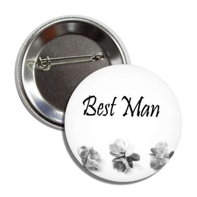 best man stylized three flowers grey bottom button