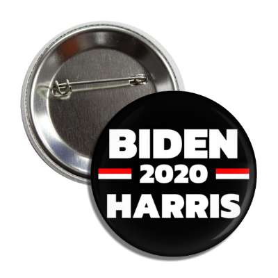 biden harris 2020 black white button