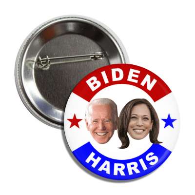 biden harris 2020 red white blue faces button