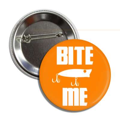 bite me orange bait silhouette button