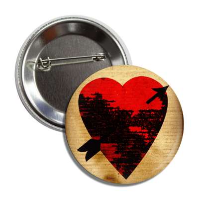 blackened heart arrow vintage button