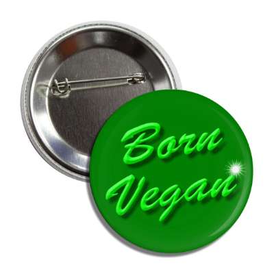 born vegan green sparkle button