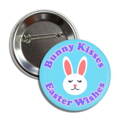 bunny kisses easter wishes blue button