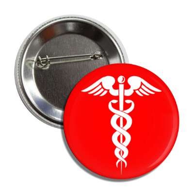 caduceus red white button